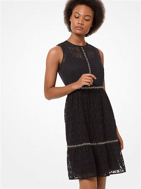 Grommeted Floral Lace Dress 